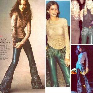 TOM FORD for Gucci Green Embroidered Leather Pants